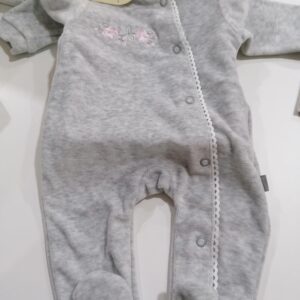 babygro 1 mês cinza veludo