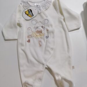 babygro 1 mês branco perola veludo