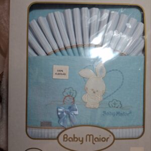 jogo de cama de bebê maxi azul 2 lençóis 1 almofada flanela 100% algodão