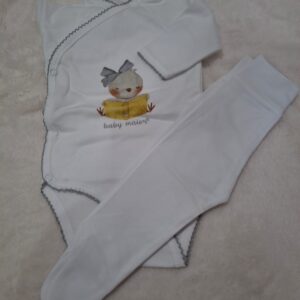 body + calças 1 mês branco 100% algodão
