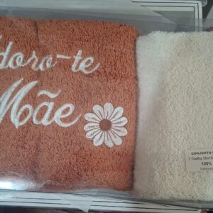 conjunto de toalha e tapete adoro te mãe 100% algodão escolha a sua