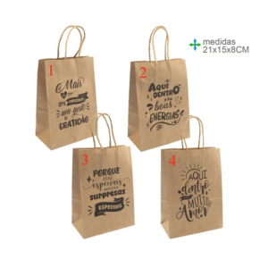 saco de papel de presente c/ frases 21x15x8cm escolha o seu