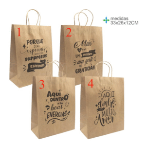 saco de papel de presente c/ frases 21x15x8cm escolha o seu 1